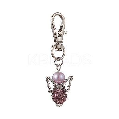 5Pcs 5 Colors Angel Polymer Clay Rhinestone Pendant Decorations HJEW-JM01745-1