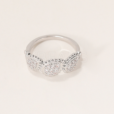 Brass Micro Pave Cubic Zirconia Finger Rings for Women PY9087-4-1