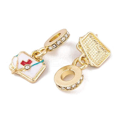 Rack Plating Alloy Crystal Rhinestone European Dangle Charms FIND-C055-24G-1