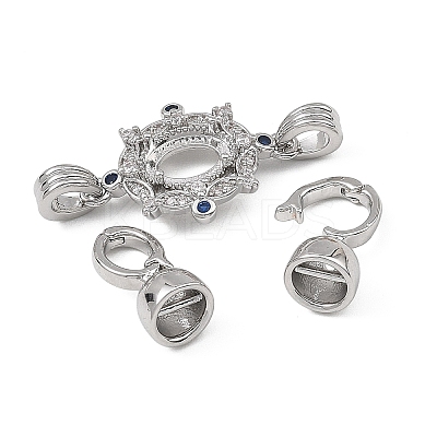 SHEGRACE Flower Brass Micro Pave Clear Cubic Zirconia Fold Over Clasps XGRQ58127-783P-1-1