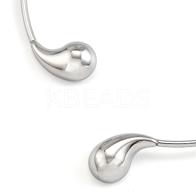 304 Stainless Steel Teardrop Open Cuff Choker Necklaces for Women NJEW-R003-01P-01-1