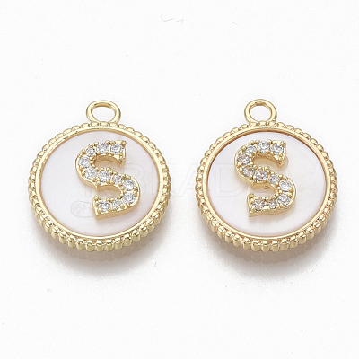 Brass Micro Pave Cubic Zirconia Pendants KK-T062-04S-NF-1
