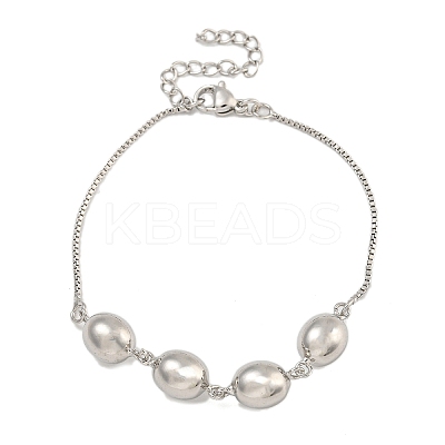 Rack Plating Egg Brass Link Bracelets for Women BJEW-B106-18P-1
