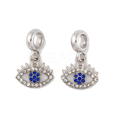 Rack Plating Alloy Crystal & Capri Blue Rhinestone European Dangle Charms FIND-C055-17P-1