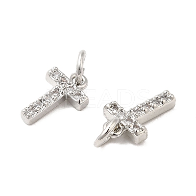 Brass Micro Pave Grade AAA Cubic Zirconia Charms ZIRC-P067-11P-T-NR-1