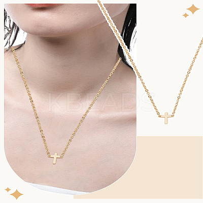 1pc Brass Religion Cross Pendant Cable Chain Necklaces for Women Men NJEW-LP0002-82-1