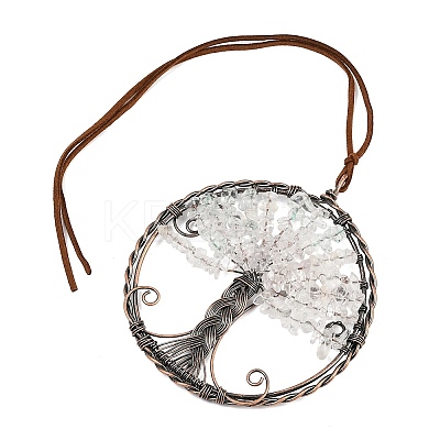 Brass & Natural Quartz Crystal Chips Pendant Decorations HJEW-Z007-05R-10-1