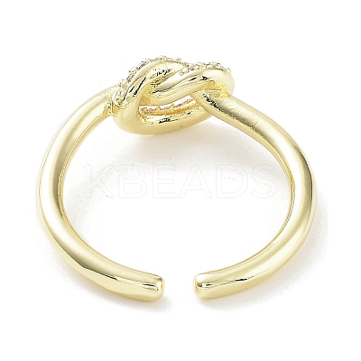 Knot Rack Plating Brass Micro Pave Clear Cubic Zirconia Open Rings RJEW-D020-10G-1