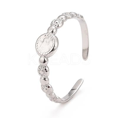 Non-Tarnish 304 Stainless Steel Flat Round Open Cuff Ring for Women RJEW-C025-26P-1