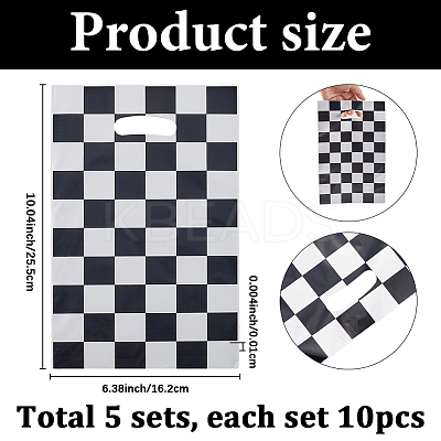 10Pcs Rectangle PE Packaging Bags with Die Hole Handle ABAG-WH20020-03-1