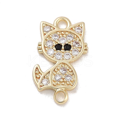 Brass Pave Clear & Black Cubic Zirconia Pet Kitten Connector Charms LS-KK-Z061-01G-01-1