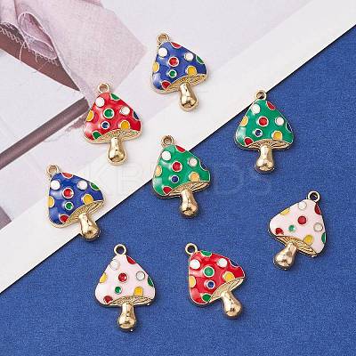 8Pcs 4 Colors Autumn Theme Rack Plating Alloy Enamel Pendants ENAM-YW0003-35-1