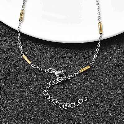304 Stainless Steel Column Link Chain Necklaces for Women Men NJEW-A058-01GP-1