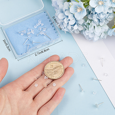 20Pcs 925 Sterling Silver Round Flat Pad Stud Earring Findings DIY-BBC0001-81-1