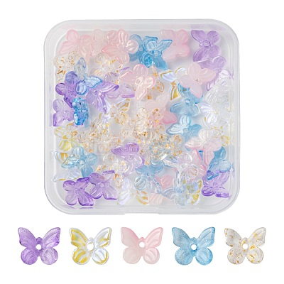 50Pcs 5 Colors Transparent Spray Painted Glass Charms GLAA-FS0001-05-1