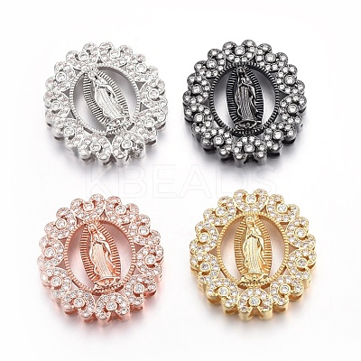 Brass Micro Pave Cubic Zirconia Slide Charms ZIRC-G147-26-NR-1