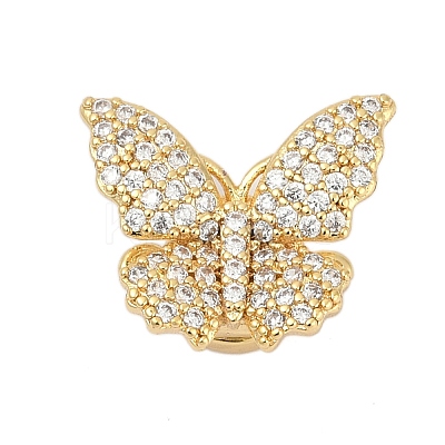 Brass Micro Pave Clear Cubic Zirconia Magnetic Clasps KK-C066-13G-1