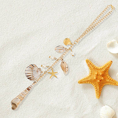 2Pcs Ocean Theme Acrylic & Alloy Pendant Decoration HJEW-SC0002-70-1