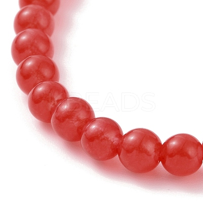 Round Natural Malaysia Jade(Dyed) Bead Stretch Bracelets BJEW-JB09127-1