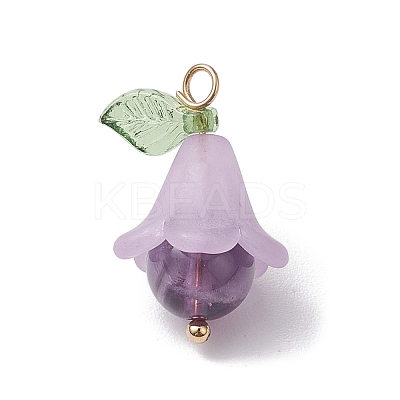 5Pcs 5 Styles Natural Amethyst & Dyed Quartz Crystal & Green Aventurine & Rose Quartz & Synthetic Green Turquoise Pendants PALLOY-TA00147-1