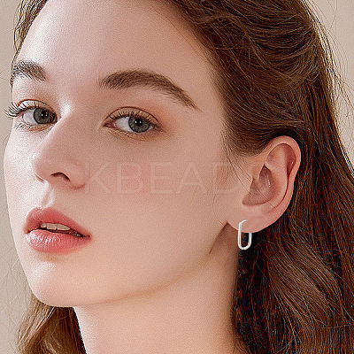 2 Pairs 2 Colors 925 Sterling Silver Oval Hoop Earrings EJEW-BBC0001-75-1