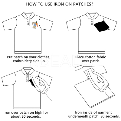 8Pcs 4 Styles Polyester Clothing Patches DIY-CY0003-56-1