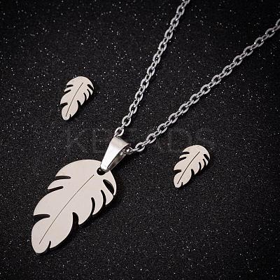 201 Stainless Steel Pendant Necklaces & Stud Earrings Sets FS-WGB00D6-08-1