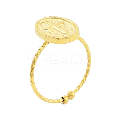 Real 18K Gold Plated 304 Stainless Steel Open Cuff Rings for Women LS-RJEW-B061-02G-07-1