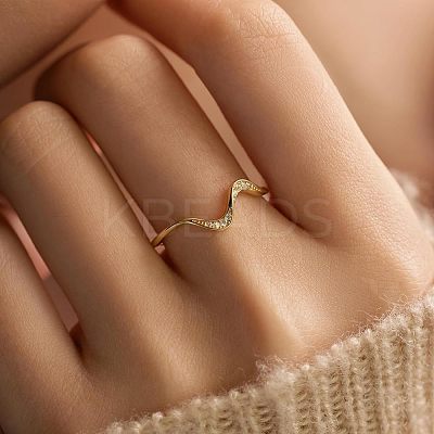 Wave Shaped 925 Sterling Silver Micro Pave Clear Cubic Zirconia Finger Rings FS-WG6021D-07-1