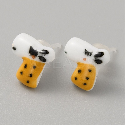 Cute Cartoon Animal Porcelain Stud Earrings EJEW-TAC0001-03B-1