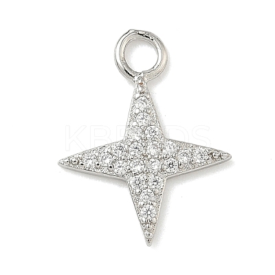 Brass Micro Pave Clear Cubic Zirconia Pendants KK-H528-07A-P-1