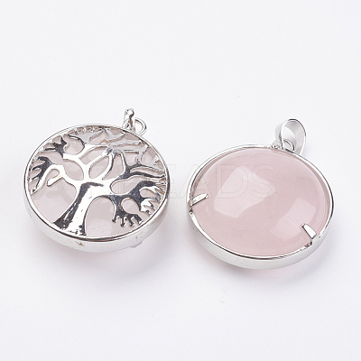 Natural Rose Quartz Pendants KK-K216-A04-1