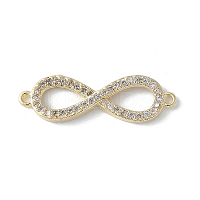 Brass Micro Pave Clear Cubic Zirconia Connector Charms KK-Q044-01B-G-1