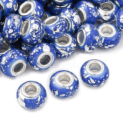 Opaque Resin Rondelle European Beads RESI-Z046-03D-1