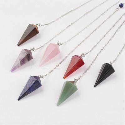 Natural & Synthetic Mixed Stone Hexagonal Pointed Dowsing Pendulums G-G956-D-FF-1