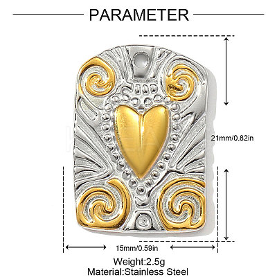 304 Stainless Steel Pendants STAS-OY002-70G-1
