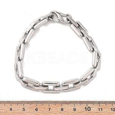 304 Stainless Steel Rectangle Link Chain Bracelets for Women Men BJEW-F488-30P-02-1