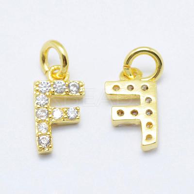 Brass Micro Pave Grade AAA Cubic Zirconia Charms ZIRC-P067-11G-F-NR-1
