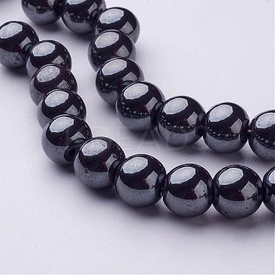 Non-Magnetic Synthetic Hematite Round Beads Strands X-G-H1624-10mm-1-1