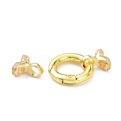 Brass Micro Pave Clear Cubic Zirconia Fold Over Clasps X-ZIRC-P085-02G-1