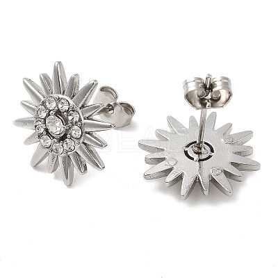 304 Stainless Steel Sun Stud Earings with Rhinestone EJEW-M224-03P-1