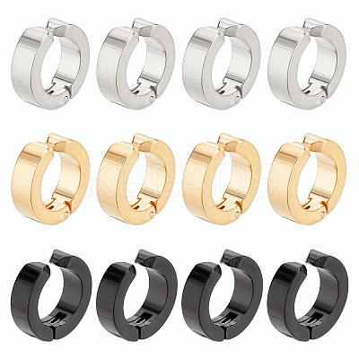 6 Pairs 3 Colors Ion Plating(IP) 304 Stainless Steel Cuff Earrings EJEW-UN0001-92-1