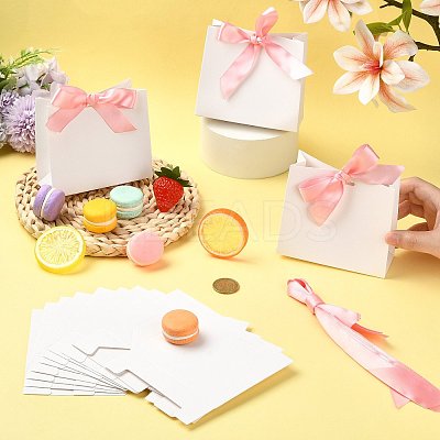 White Cardboard Paper Wedding Candy Boxes with Ribbon CON-FZC0002-002C-1