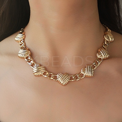 Alloy Heart Links Curb Chain Necklaces for Women NJEW-Z074-01KCG-1