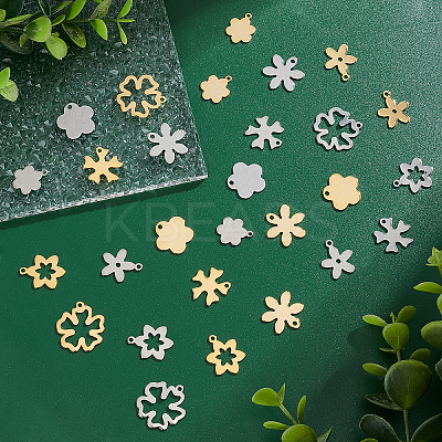 84Pcs 14 Style 201 Stainless Steel Pendant STAS-PH0004-28-1