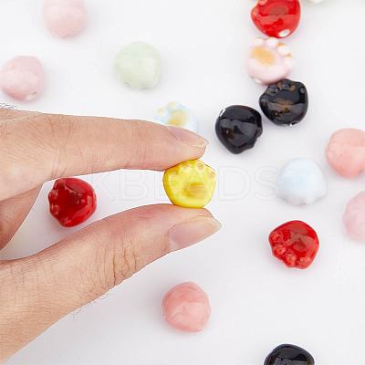 28Pcs 7 Colors Handmade Printed Porcelain Beads PORC-DC0001-03-1