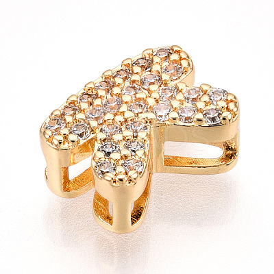 Brass Micro Pave Cubic Zirconia Charms KK-N254-217G-K-1