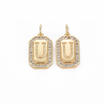 Brass Micro Pave Clear Cubic Zirconia Pendants KK-S356-767U-1