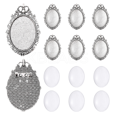 5Pcs Vintage Tibetan Style Alloy Brooch Cabochon Settings FIND-YW0009-72-1