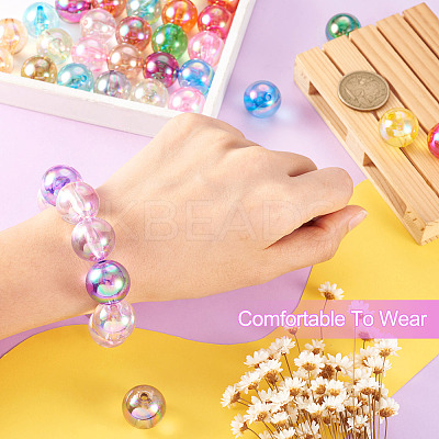 100Pcs 20 Colors Transparent Acrylic Beads MACR-TA0001-25-1